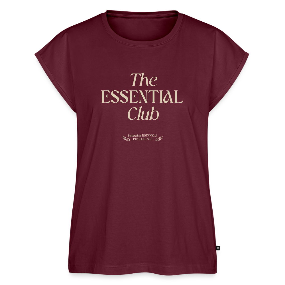Frauen T-Shirt "The Essential Club" mit gerollten Ärmeln - Burgunderrot