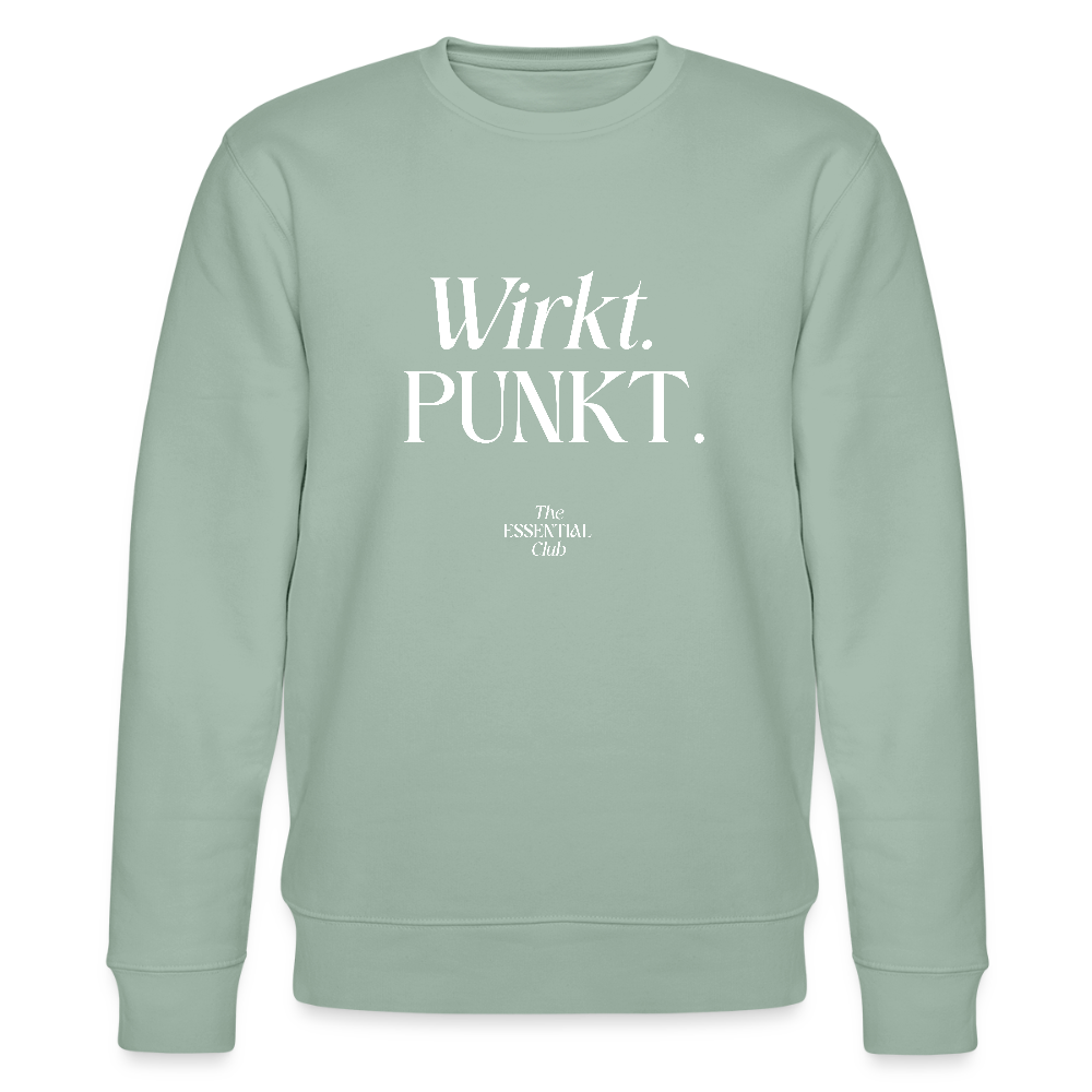 Unisex Bio-Sweatshirt "Wirkt. PUNKT." - Helles Graugrün