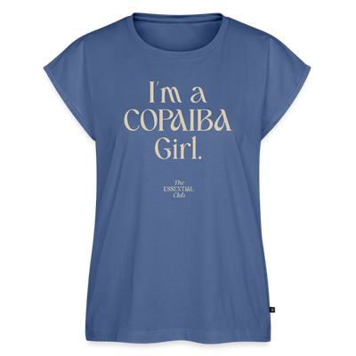 Frauen T-Shirt "I'm a Copaiba Girl" mit gerollten Ärmeln - Taubenblau