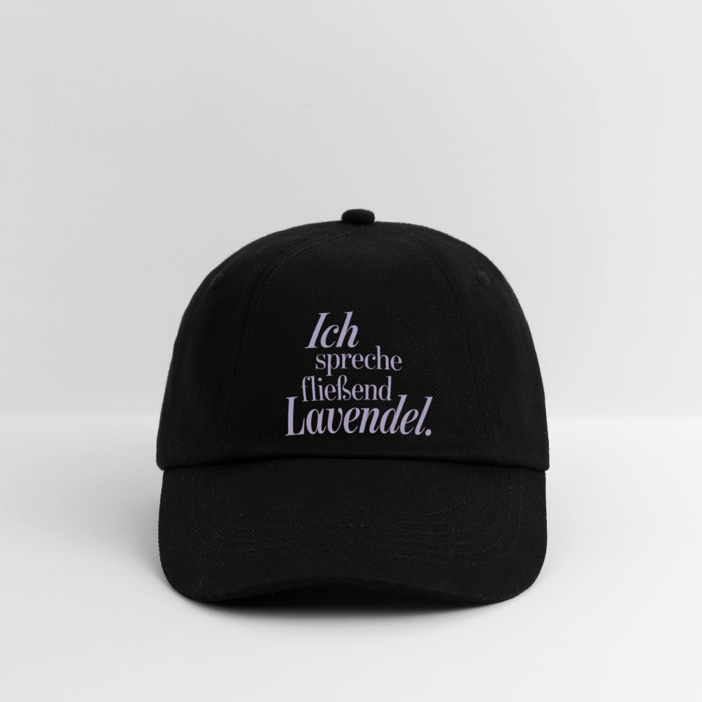 Basecap "Ich spreche fließend Lavendel." schwarz - Schwarz/Schwarz