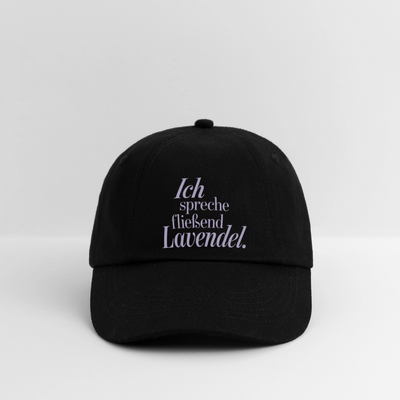 Basecap "Ich spreche fließend Lavendel." schwarz - Schwarz/Schwarz