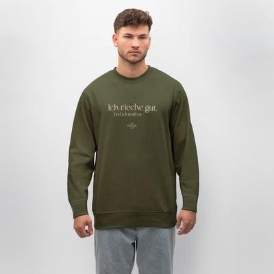Unisex Bio-Sweatshirt "Ich rieche gut." - Khaki