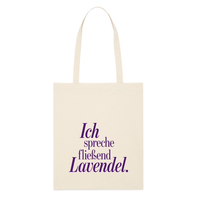 Bio-Stoffbeutel "Ich spreche fließend Lavendel." natur - Weißgrau