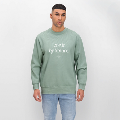 Unisex Bio-Sweatshirt "Iconic by Nature" - Helles Graugrün