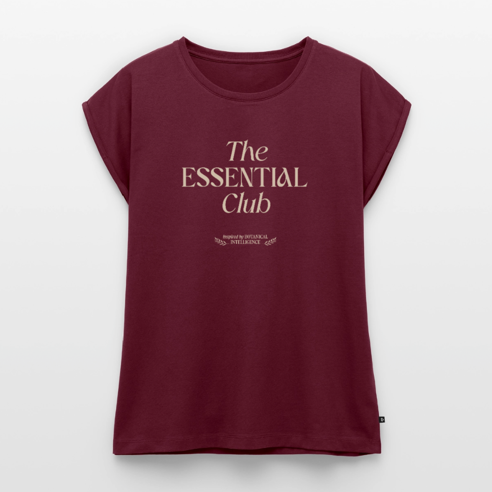 Frauen T-Shirt "The Essential Club" mit gerollten Ärmeln - Burgunderrot