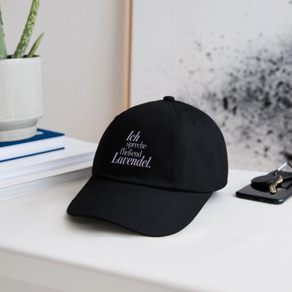 Basecap "Ich spreche fließend Lavendel." schwarz - Schwarz/Schwarz
