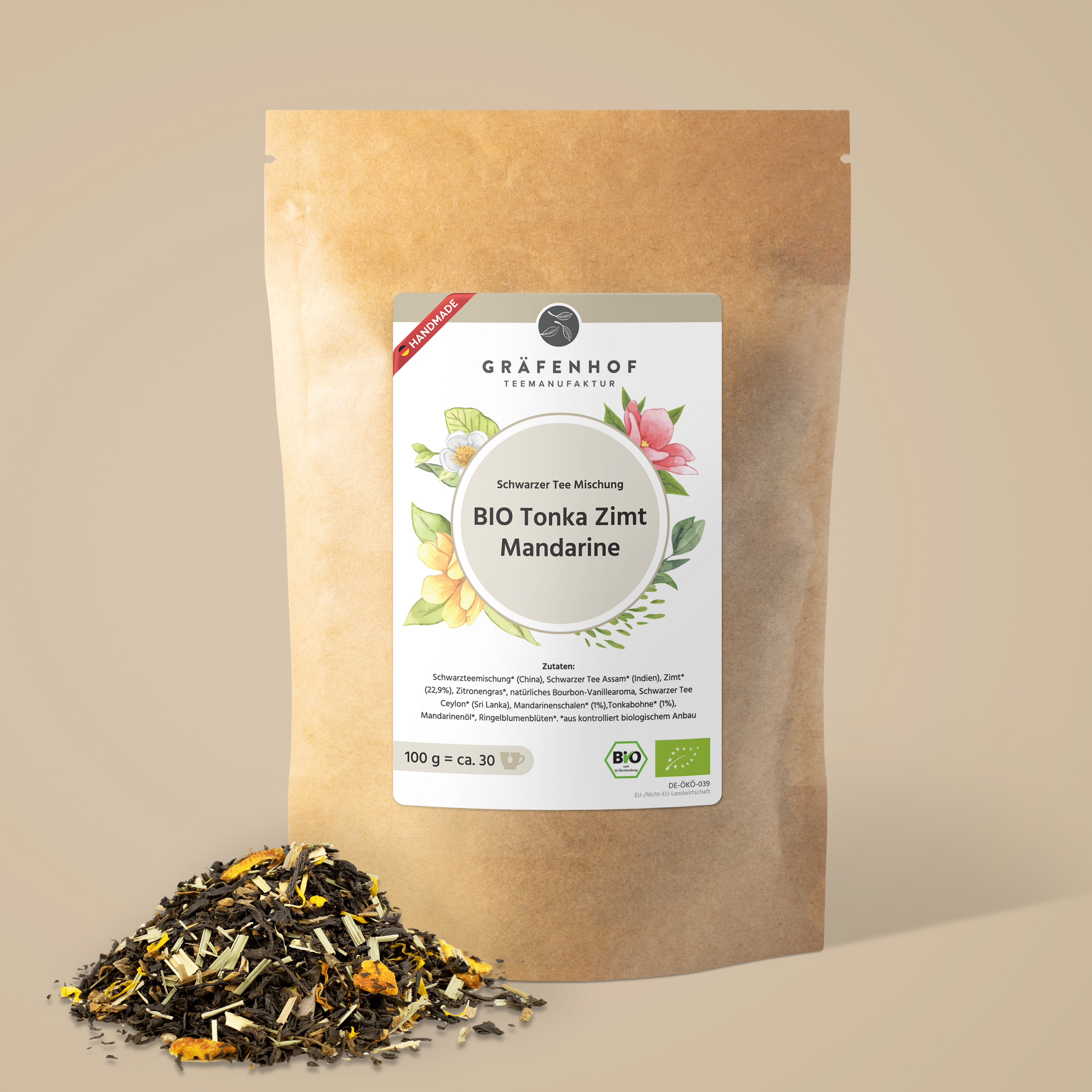 BIO Schwarztee Tonka Zimt Mandarine · 100 g lose