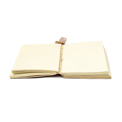 Notizbuch "Blume des Lebens" mit Rosenquarz und Kunstlederbezug