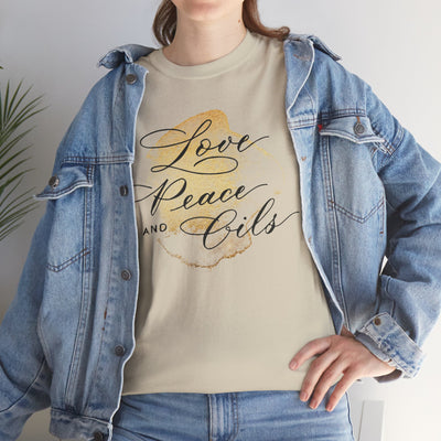 Unisex T-Shirt "Love, Peace & Oils"