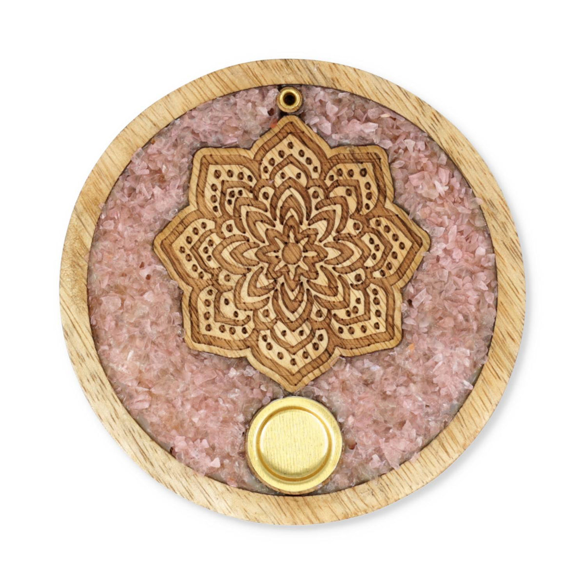 Räucherhalter „Mandala“ mit Rosenquarz