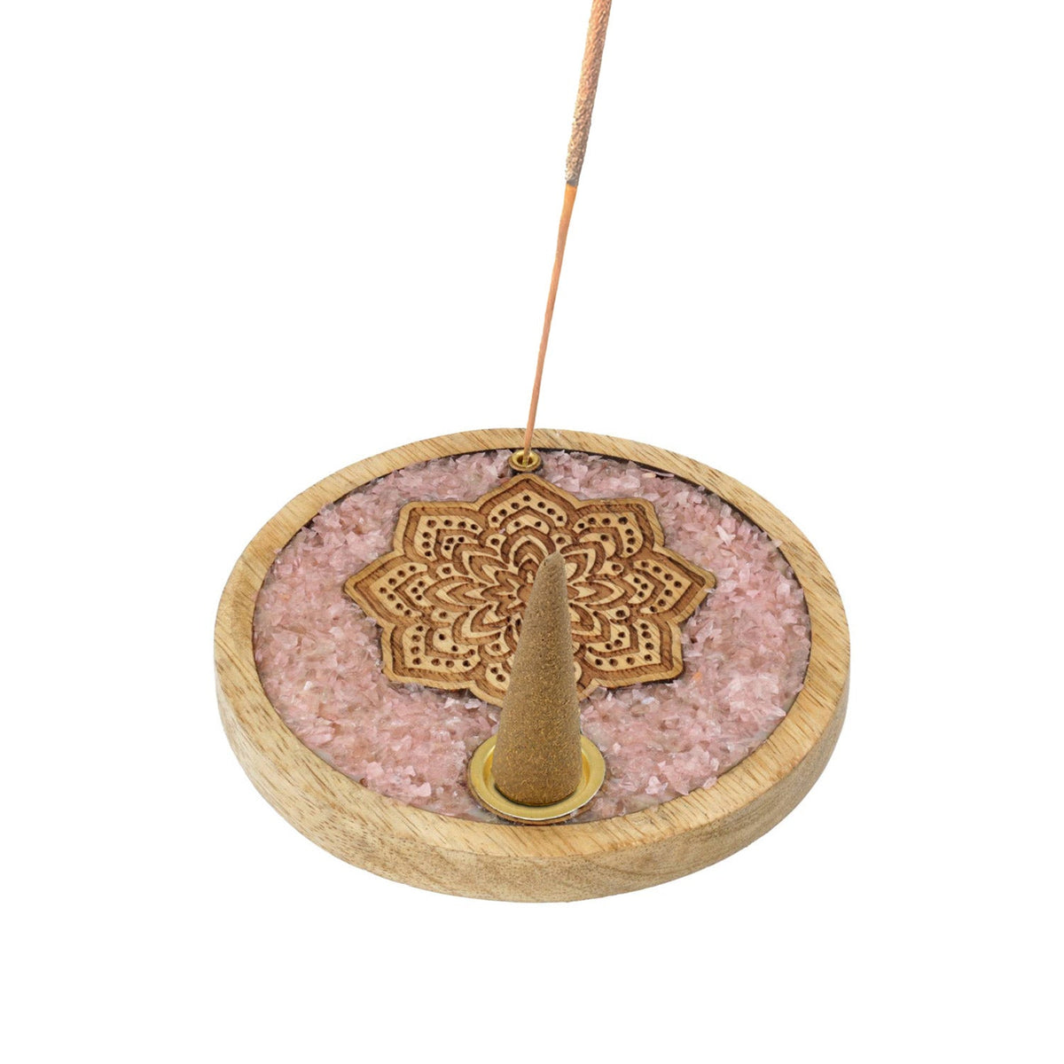Räucherhalter „Mandala“ mit Rosenquarz