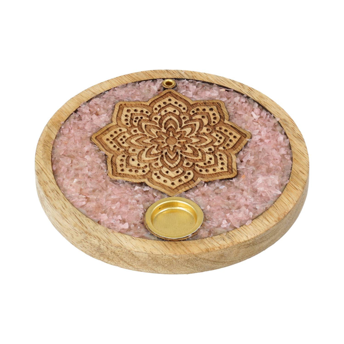 Räucherhalter „Mandala“ mit Rosenquarz