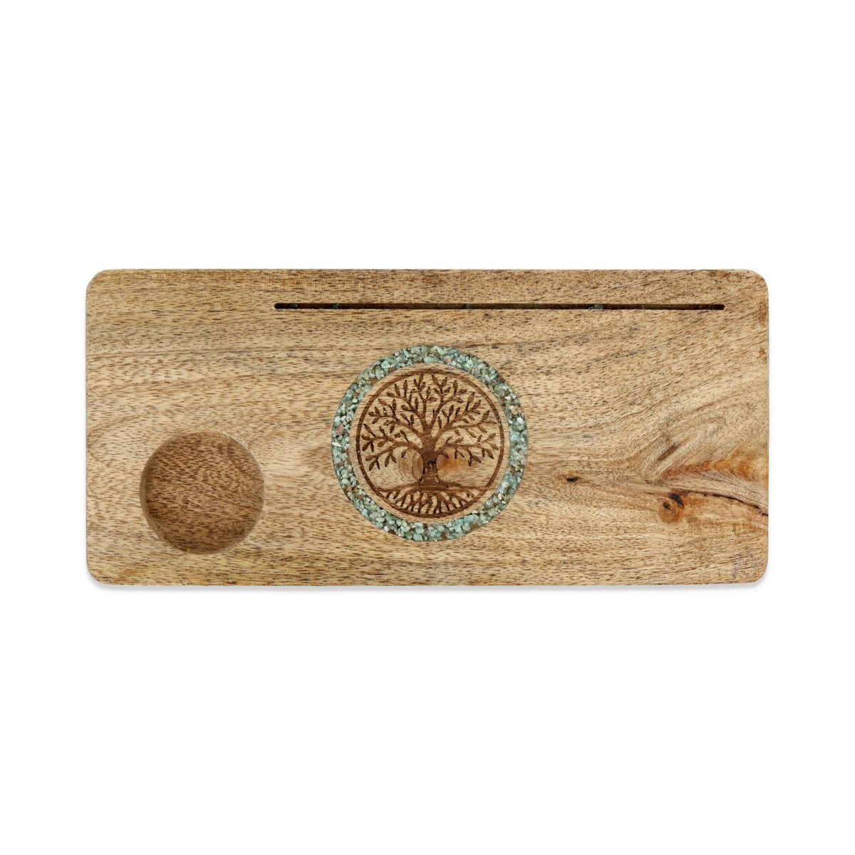 Kartenhalter "Baum des Lebens" aus Mangoholz & Amazonit