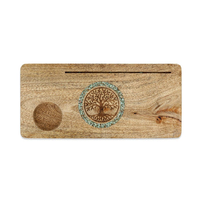 Kartenhalter "Baum des Lebens" aus Mangoholz & Amazonit
