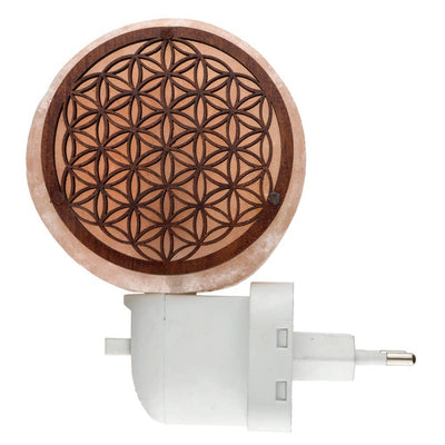 Salzlampe & Nachtlicht "Blume des Lebens" mit Stecker