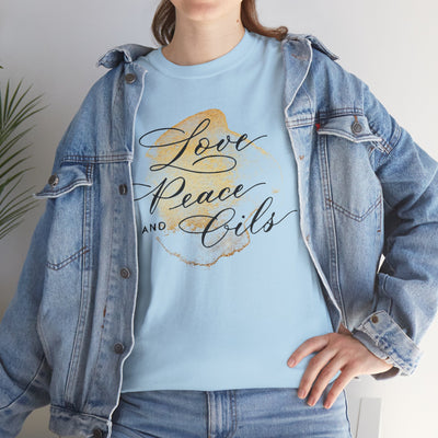 Unisex T-Shirt "Love, Peace & Oils"