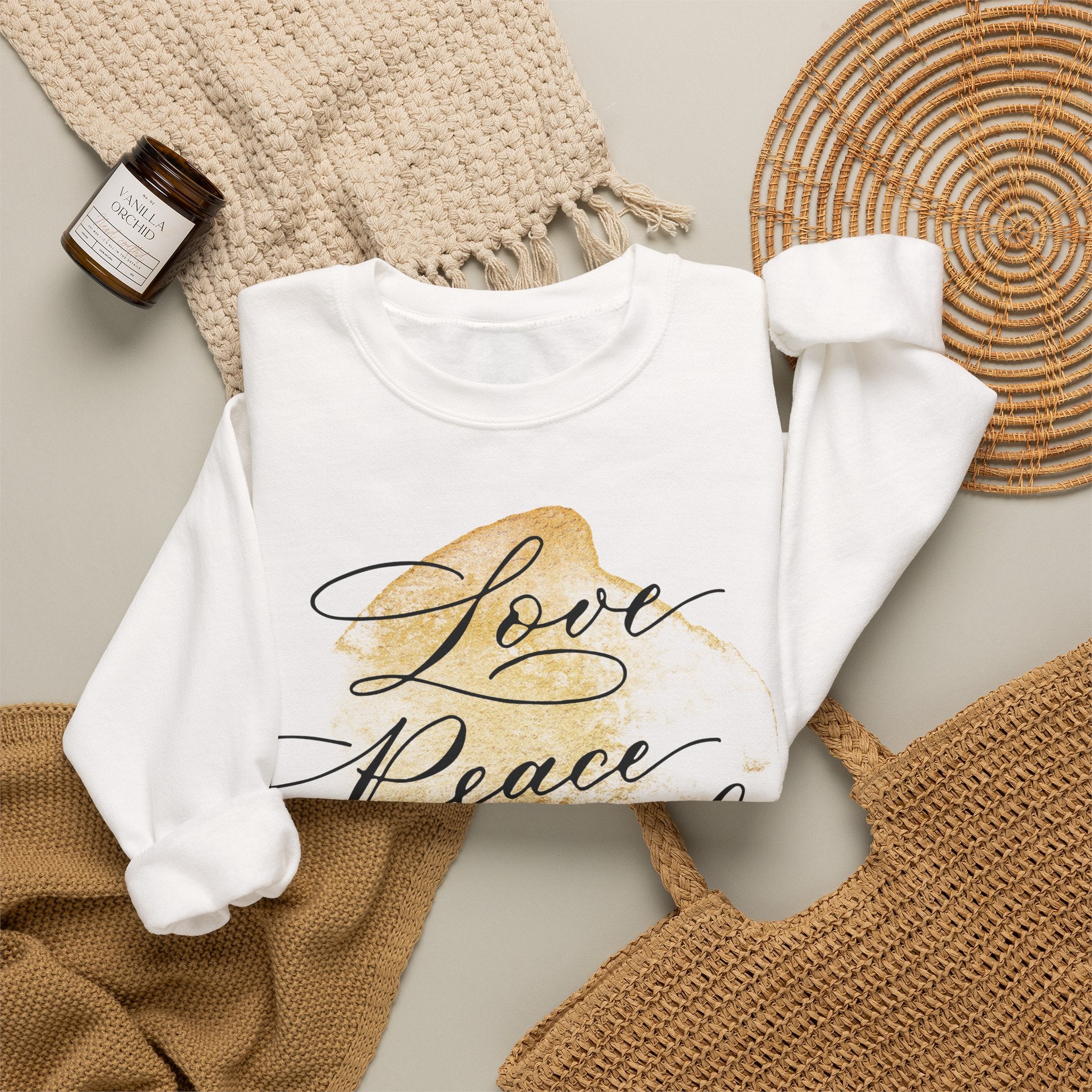 Einzelstück 🍀 Sweatshirt "Love, Peace & Oils" Gr. L