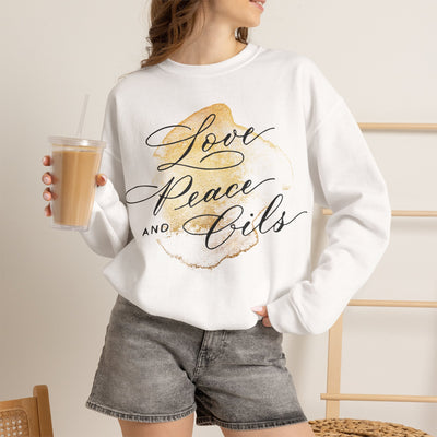Einzelstück 🍀 Sweatshirt "Love, Peace & Oils" Gr. L
