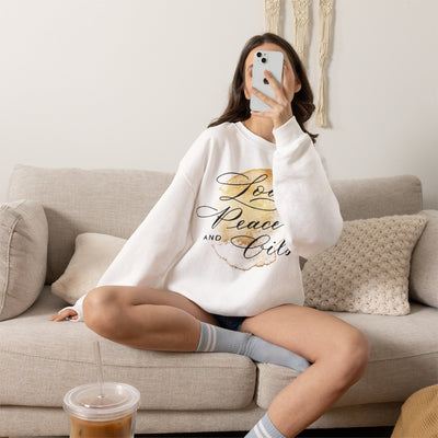 Einzelstück 🍀 Sweatshirt "Love, Peace & Oils" Gr. L